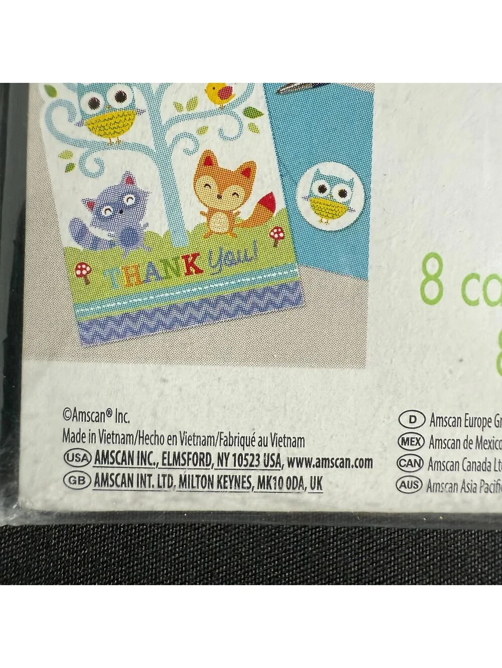 Amscan Woodland Animals Baby Shower Thank You Cards 8 Postcards Envelopes New